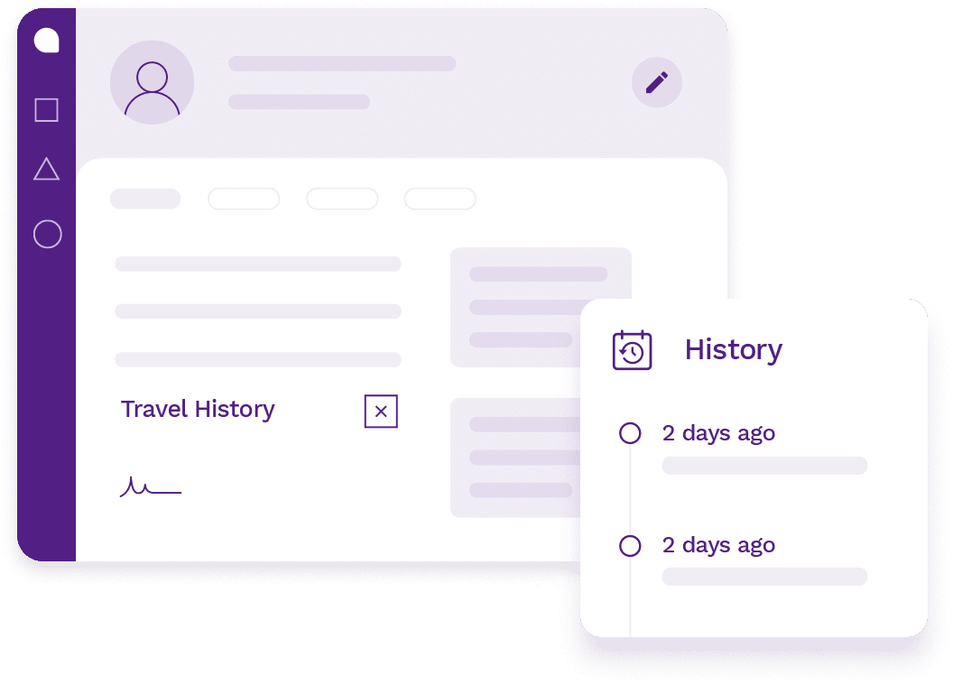 Customer profile showing customer's personal details, appointment history, travel history and more